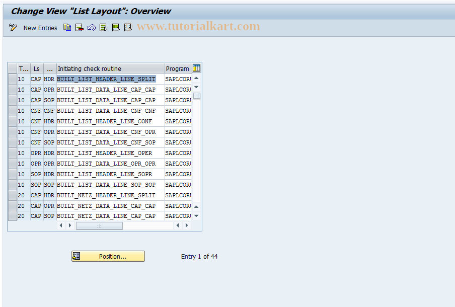 SAP TCode OPK6 - List Layout