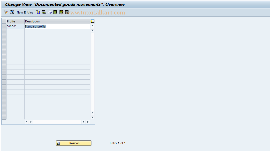 SAP TCode OPL6 - Profile for documented goods movements
