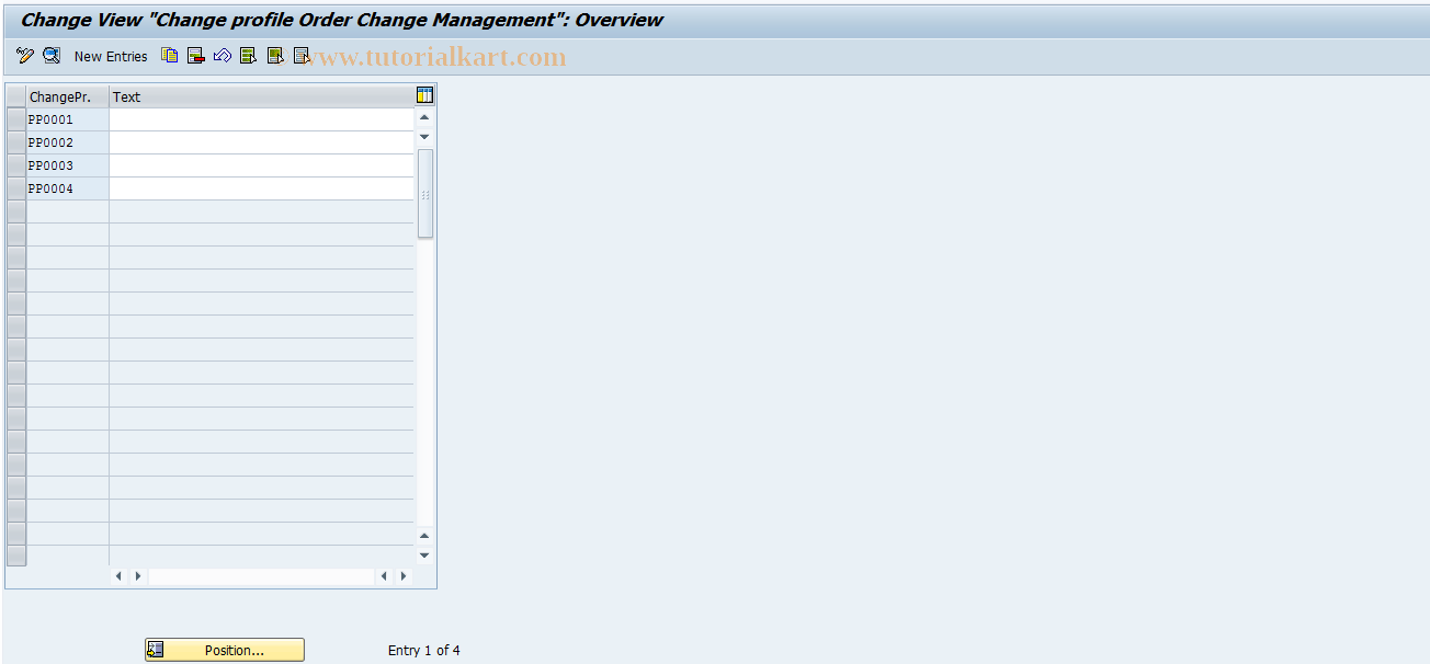 SAP TCode OPL7 - Order change management profile
