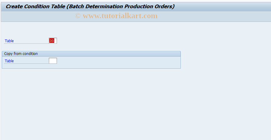 SAP TCode OPLB - CondTab: Create (batch, prod.)