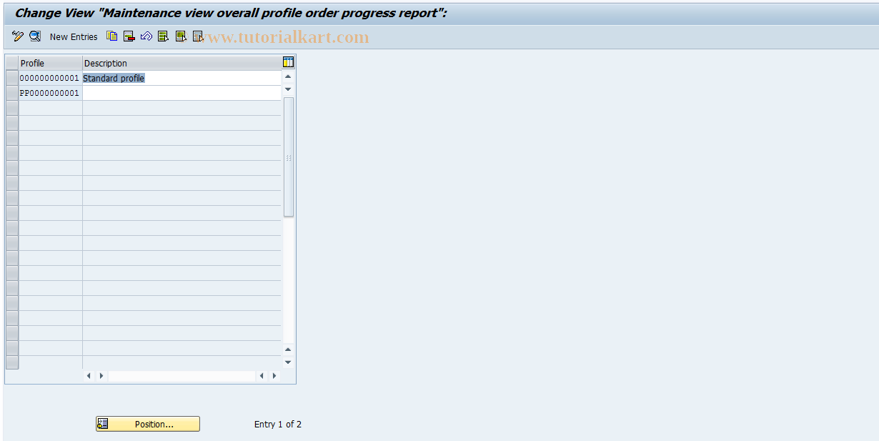 SAP TCode OPLK - Overall profile for order program rep.