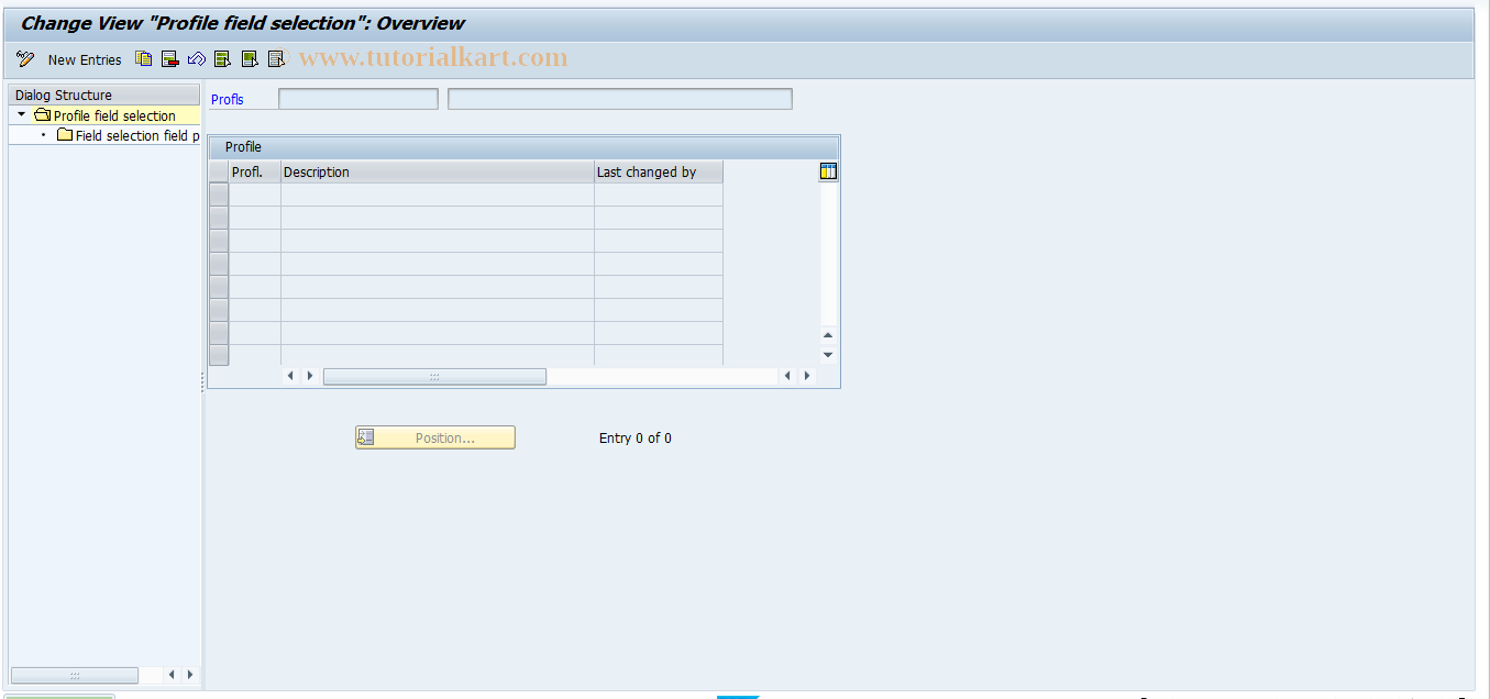 SAP TCode OPM0 - Maintain profile - field selection