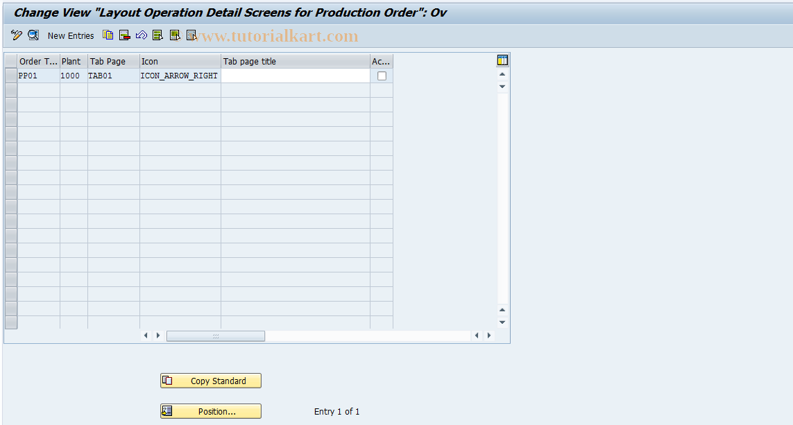 SAP TCode OPM2 - Maintain Detail Screen Control Oper.