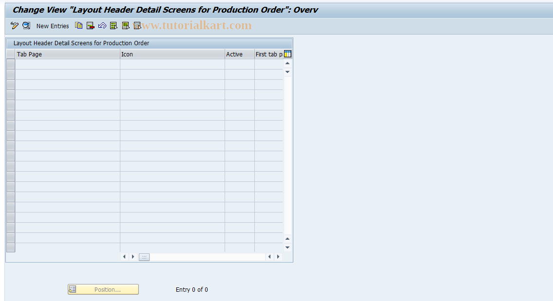 SAP TCode OPM3 - Maintain Detail Scrn Control Header