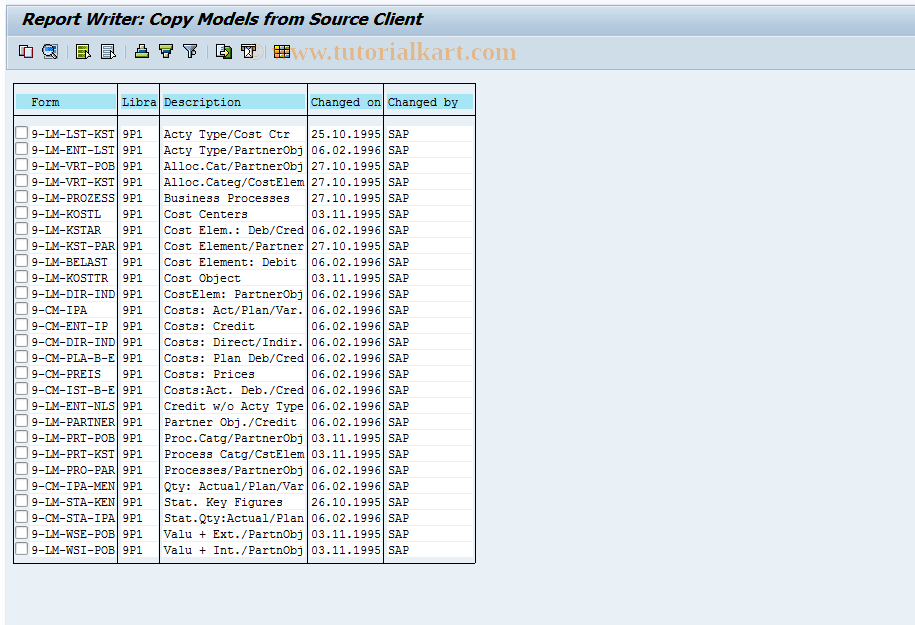 SAP TCode OPMI - Import models activities