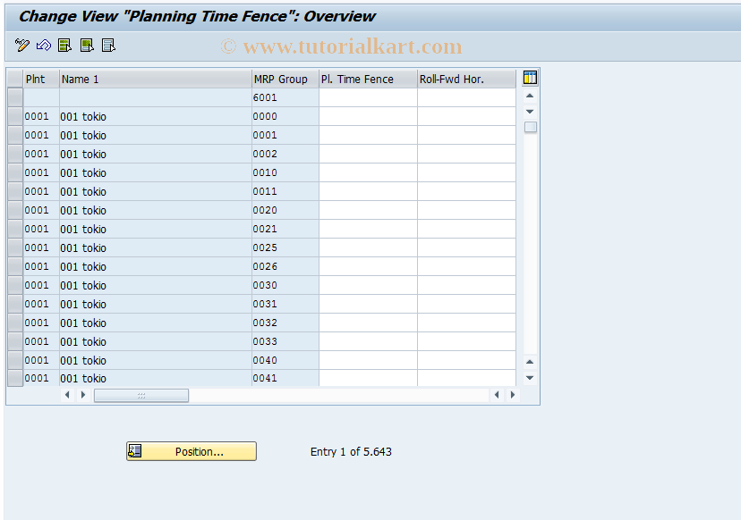 SAP TCode OPPD - Customizing Planning Time Fence