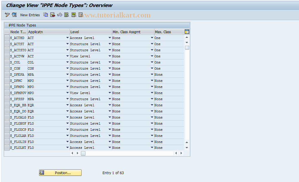 SAP TCode OPPE02 - Define iPPE Node Type