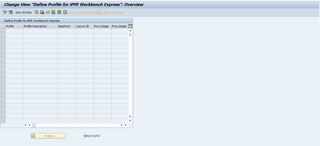 SAP TCode OPPELUI01 - Profile Definition: iPPE WB Express
