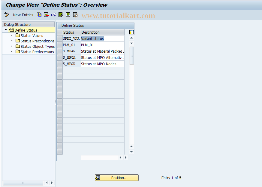 SAP TCode OPPESTATUS - Cross-Application Status Management