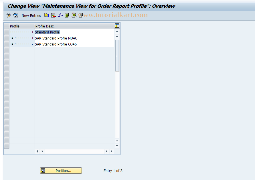 SAP TCode OPPF - Customizing for Order Report