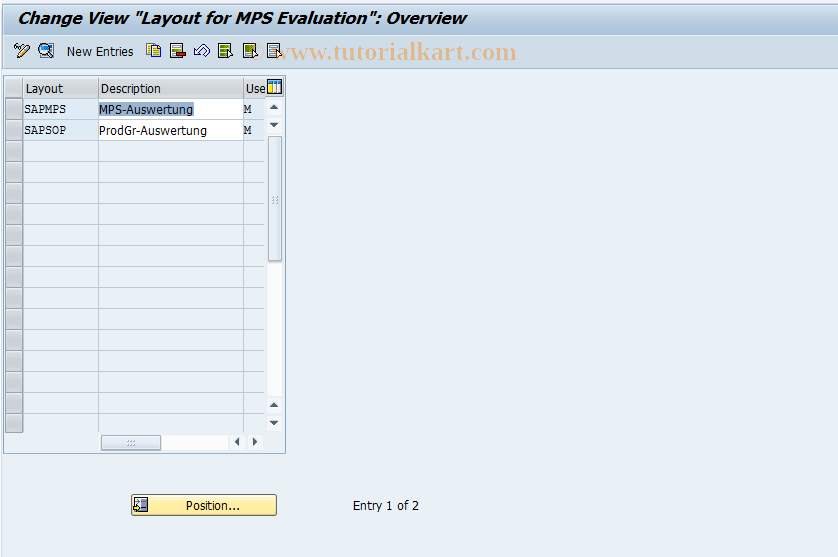 SAP TCode OPPN - Layout