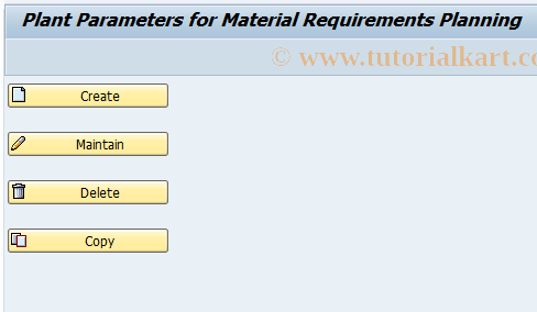 SAP TCode OPPQ - C M MRP Plant Parameters for MRP