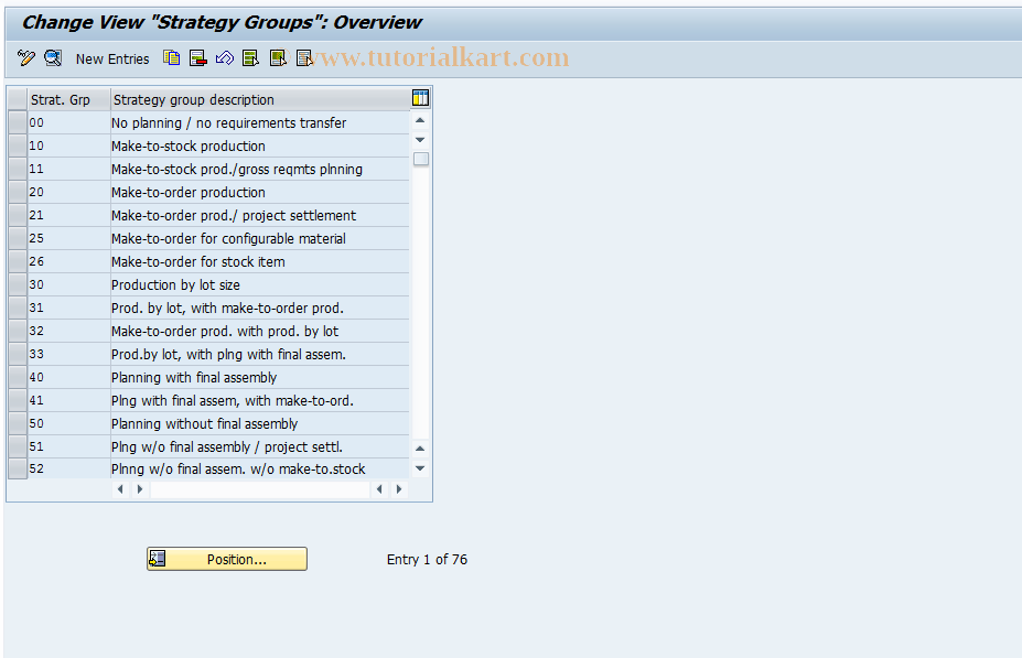 SAP TCode OPPT - Strategy Group