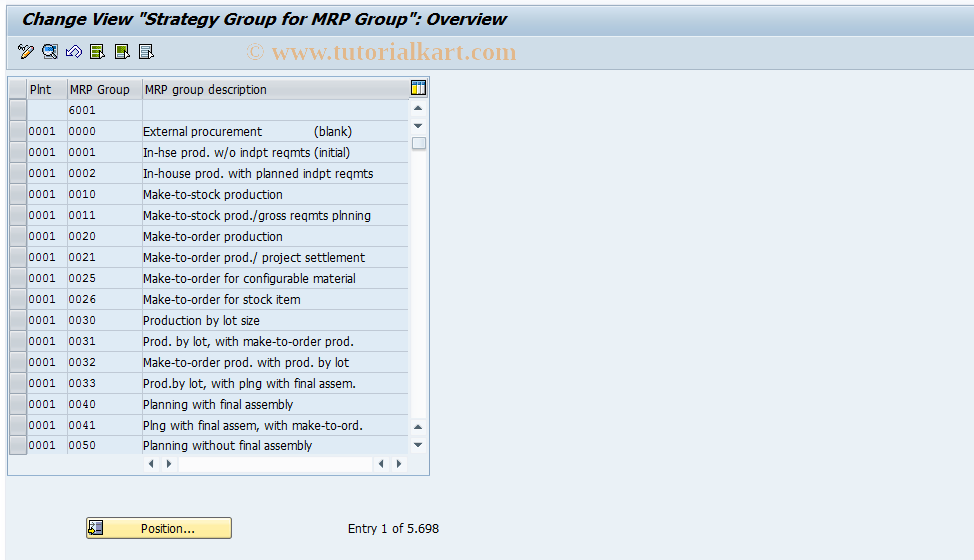 SAP TCode OPPU - Strategy Group for MRP Group