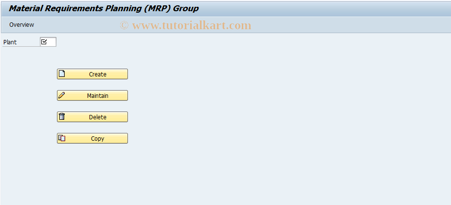 SAP TCode OPPZ - MRP Group
