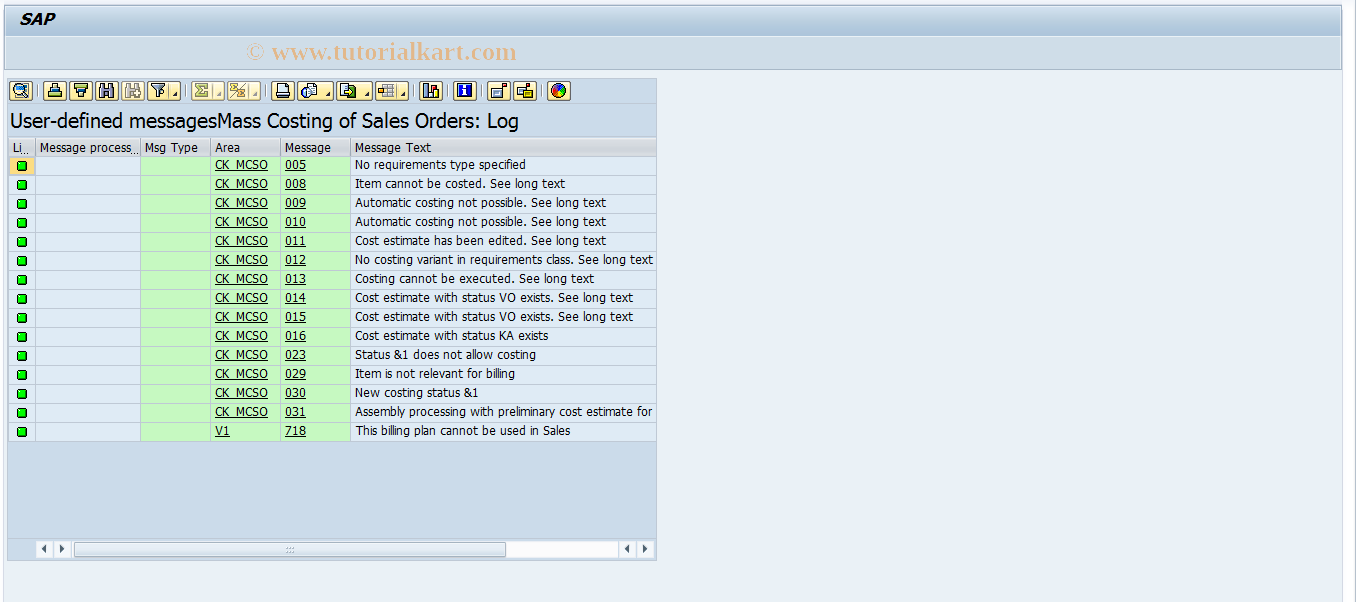 OPR4_CKMC SAP Tcode Mass Costing Sales Documents Transaction Code