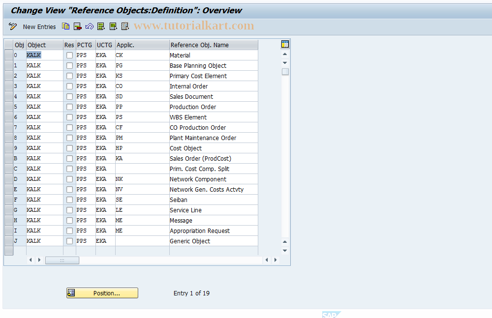 SAP TCode OPR9 - Definition of Reference Objects (SAP)