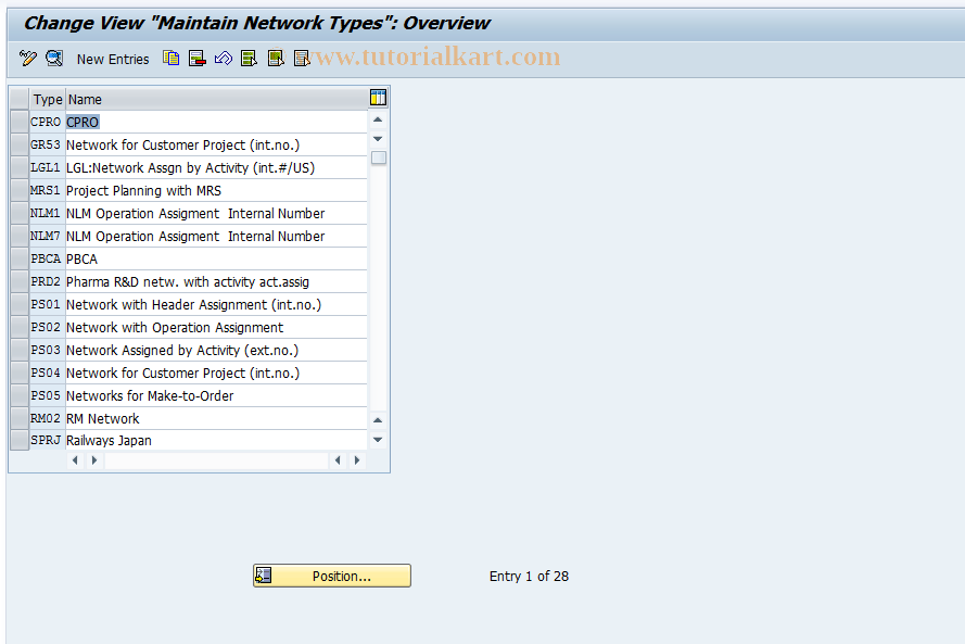 SAP TCode OPSC - Create network types