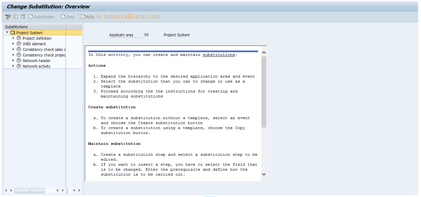 SAP TCode OPSN - Edit PS substitution rules