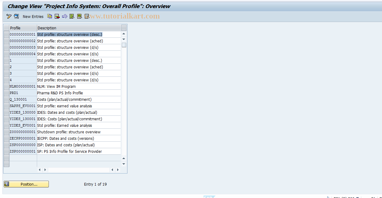 SAP TCode OPSW - Info System Profile