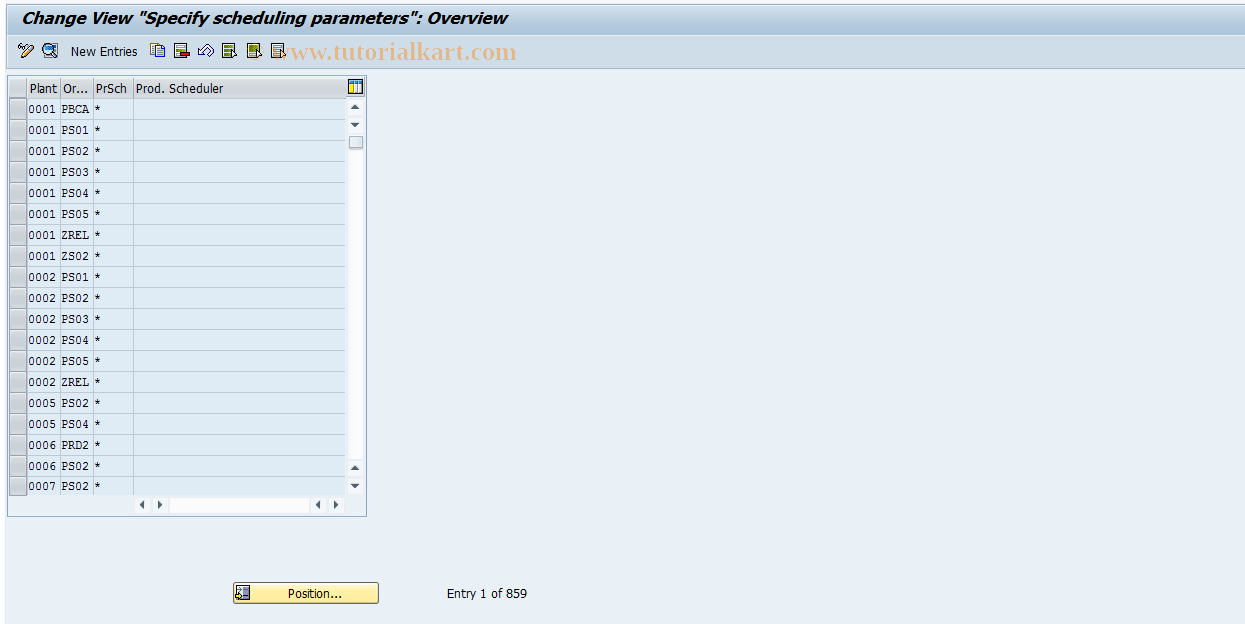 SAP TCode OPU6 - Production order control parameters