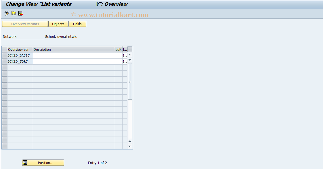 SAP TCode OPUQ - Overall network scheduling overview