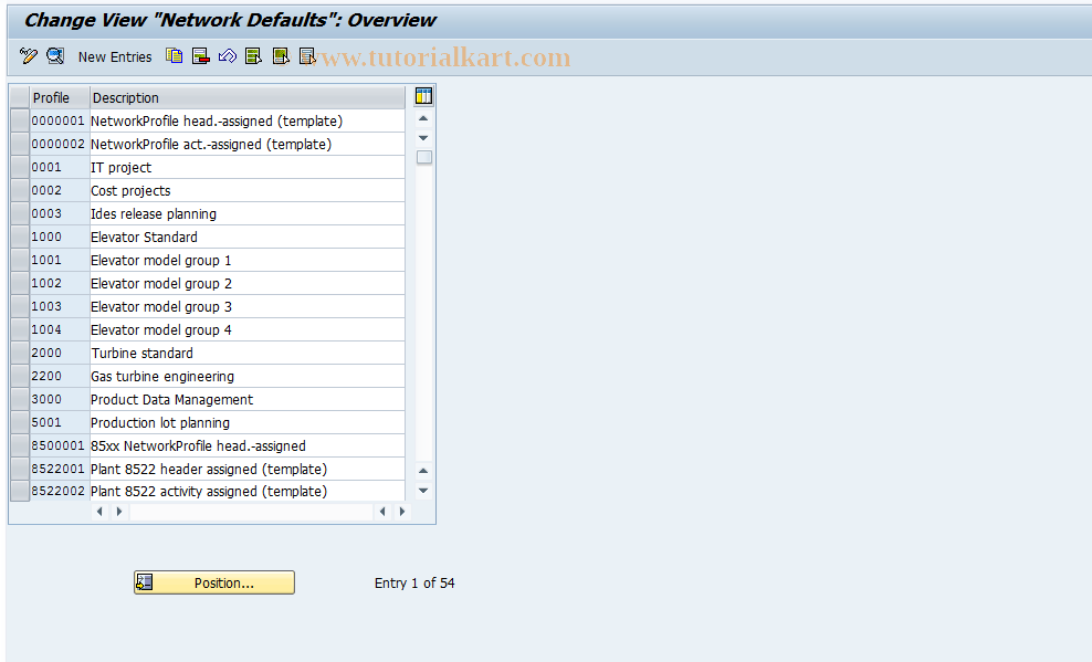 SAP TCode OPUU - Maintain Network Profile