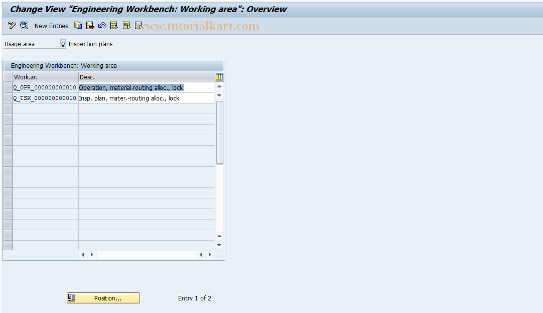 SAP TCode OQ77 - Engineering Workbench for QM