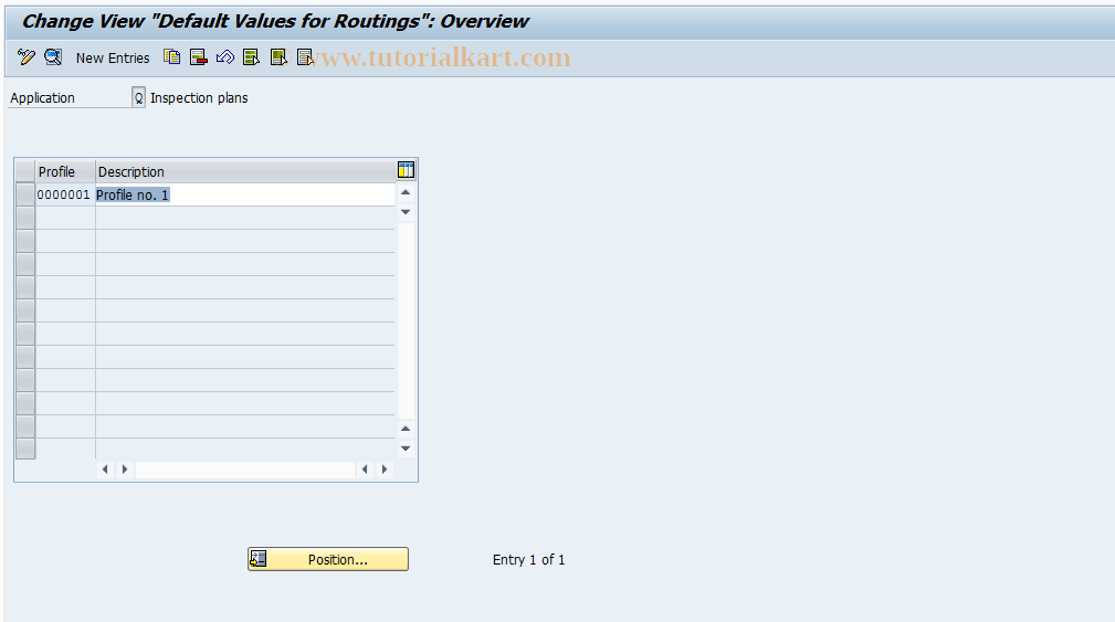 SAP TCode OQ84 - Profile def. values: Task list/gen.