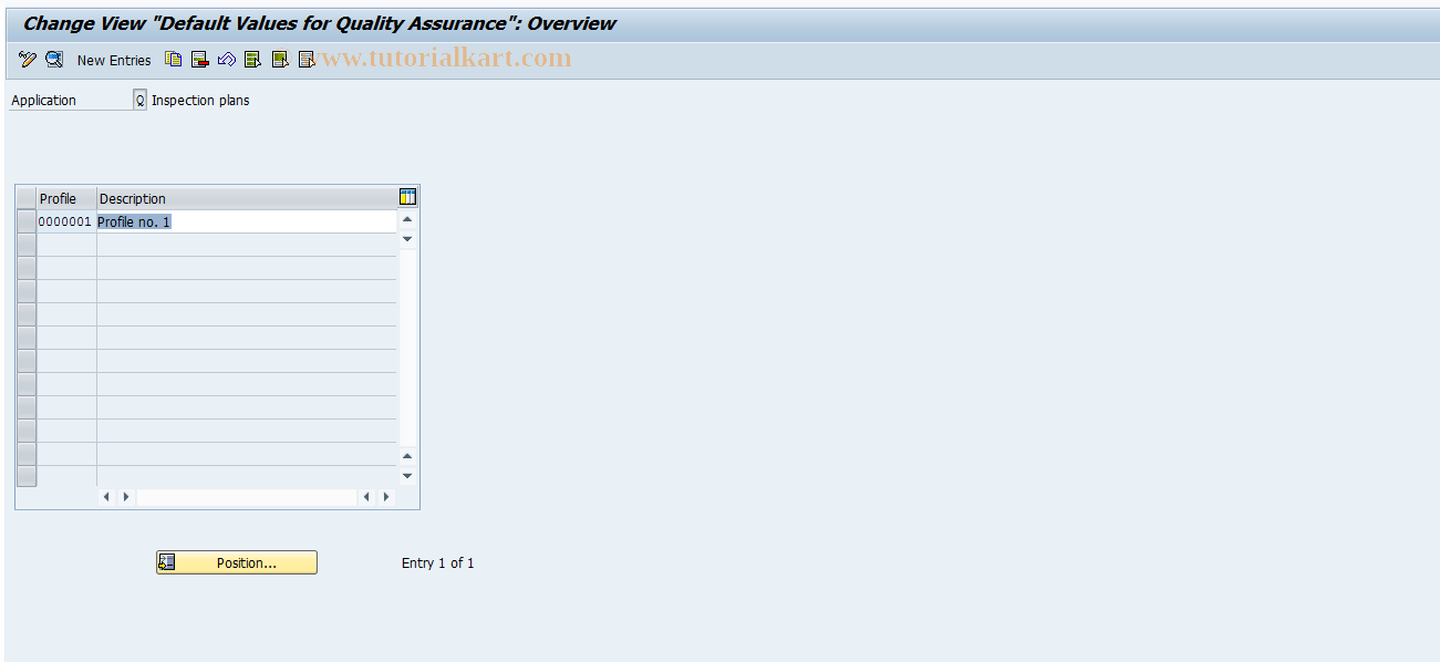 SAP TCode OQ85 - Profile def. values: Task list/char.