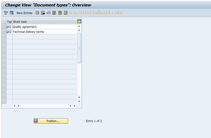 SAP TCode OQB4 - Maintain document types Q documents