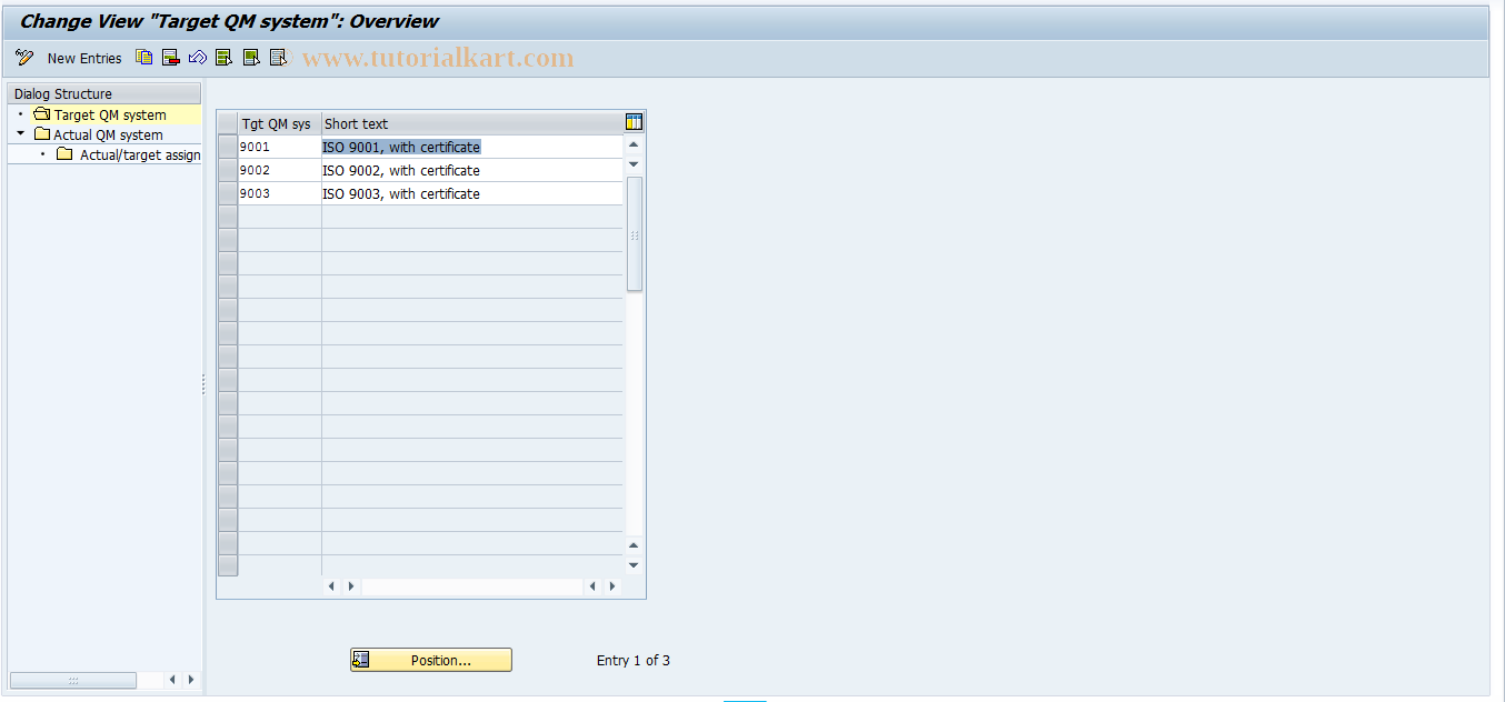 SAP TCode OQB7 - Maintain required QM systems