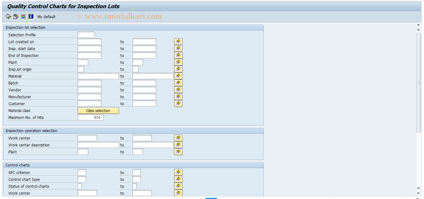 SAP TCode OQI5 - List of control charts for inspection lot