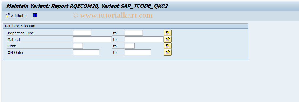 SAP TCode OQIE - Usage variants for QM order in material