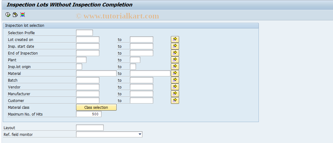 SAP TCode OQIF - Customize Lot Selection for QVM1