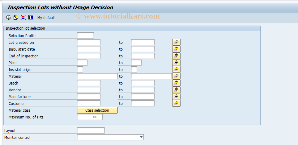 SAP TCode OQIH - Customize Lot Selection for QVM3
