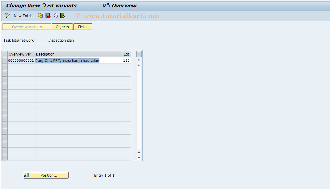 SAP TCode OQP1 - Insp. plan lists
