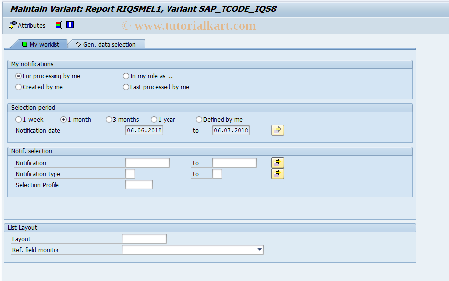 SAP TCode OQS8 - Customizing for IQS8