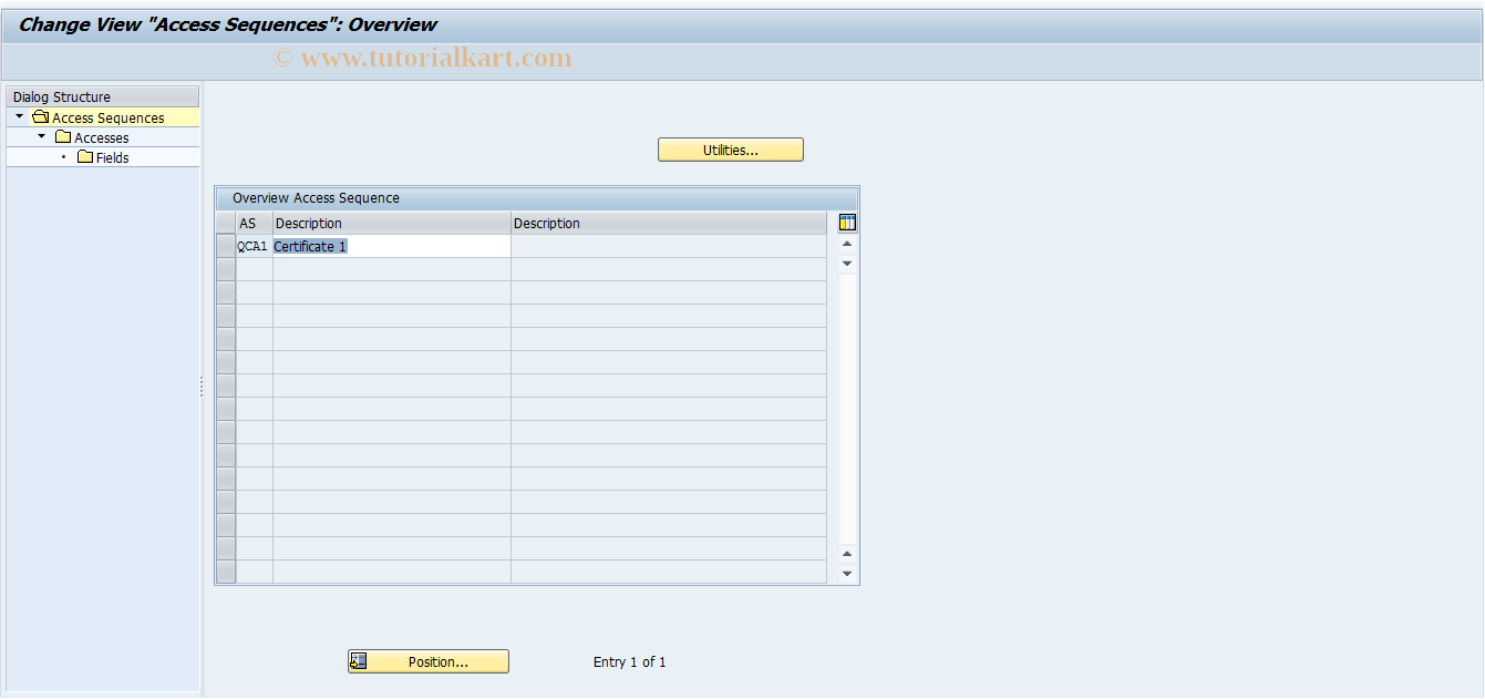 SAP TCode OQZ6 - Definition access seq. for certificate profile