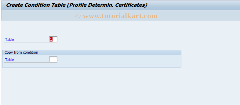 SAP TCode OQZ7 - Create cond. table for certificates