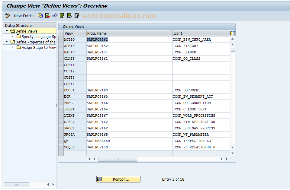 SAP TCode ORCP05 - Customizing for Process Stages
