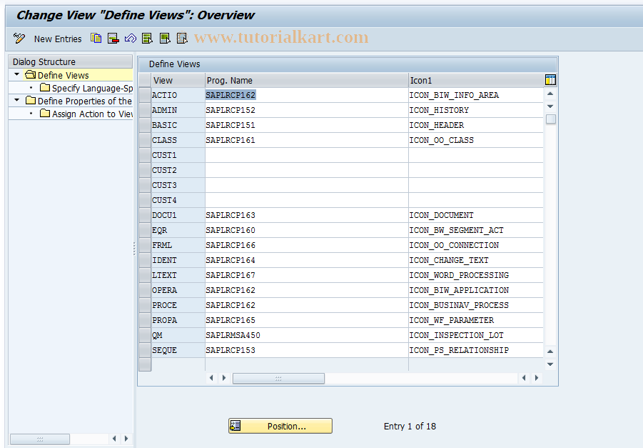 SAP TCode ORCP07 - Customizing for Actions