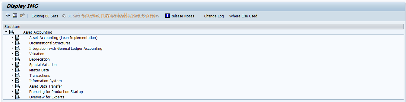 SAP TCode ORFA - Asset Accounting Customizing