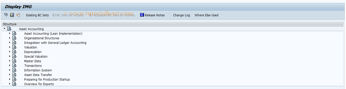 SAP TCode ORFA_OLD - Asset Accounting Customizing