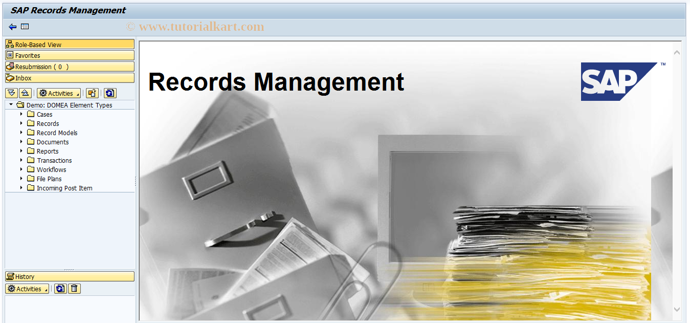 SAP TCode ORGANIZER - Records Management