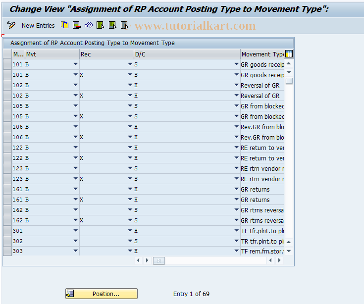 SAP TCode ORLPTA - Assign Account Posting Types