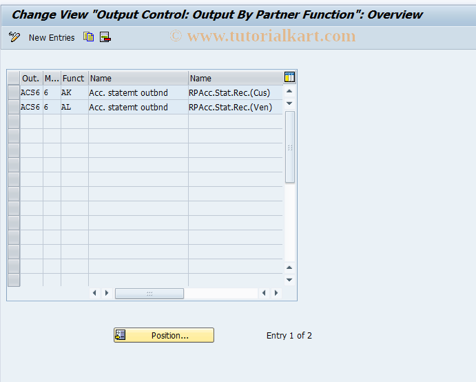 SAP TCode ORLRS7 - Assign Output to Partner Roles