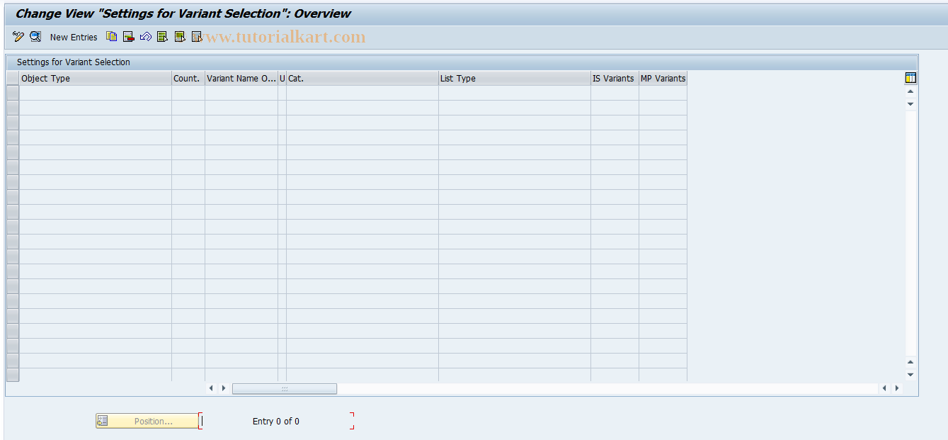 SAP TCode ORPS11 - Settings for Variant Selection