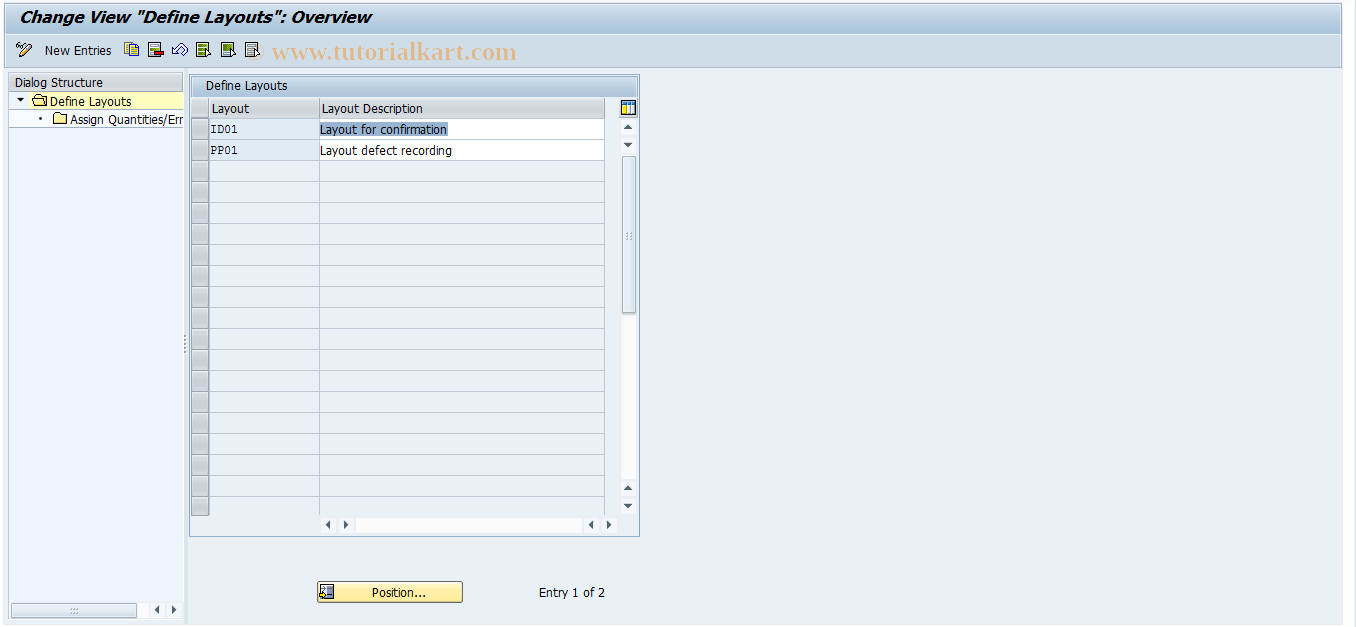 SAP TCode ORPS3 - Qty/Error Combination for Confirm.