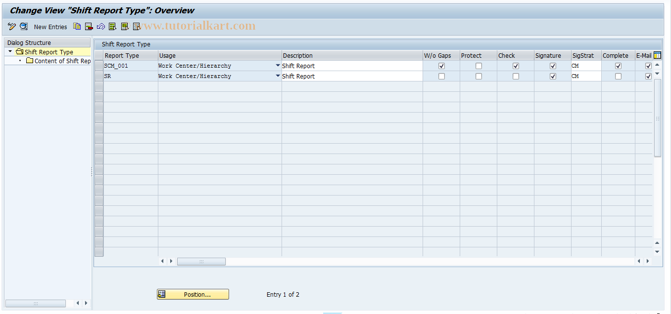 SAP TCode ORPS7 - Shift Report Type